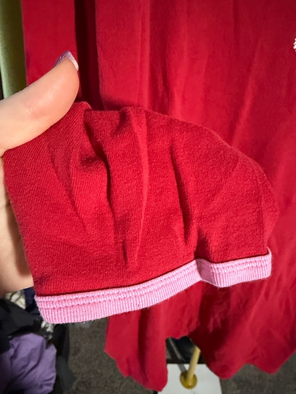 Victoria's Secret Red Long Sleeve Tee/PJ sleep top/dress size medium - Picture 3 of 7
